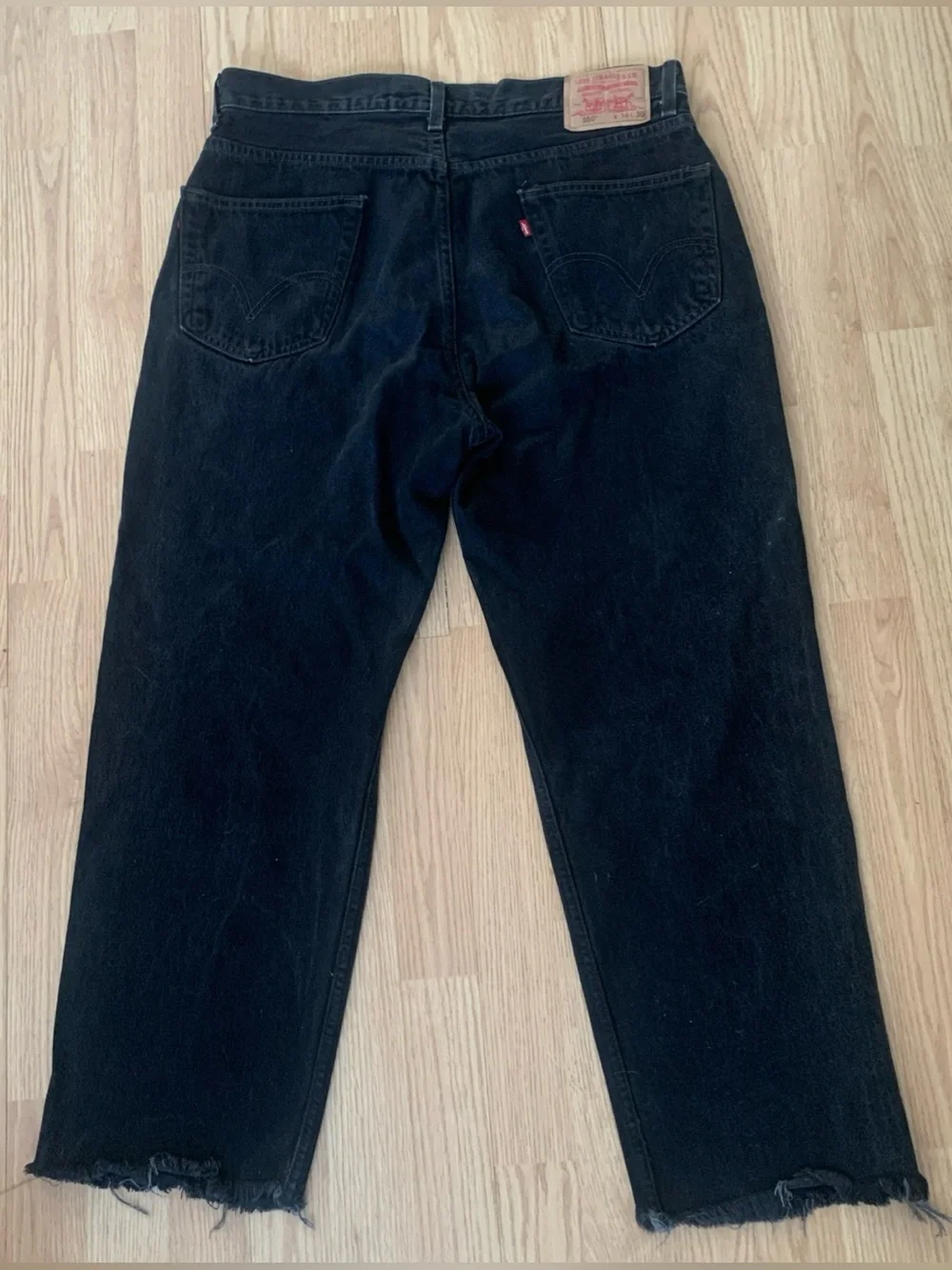 VTG Levi’s 550 Relaxed Fit 100% Cotton Black Row Hem Y2K 90s 36x30 Hipster